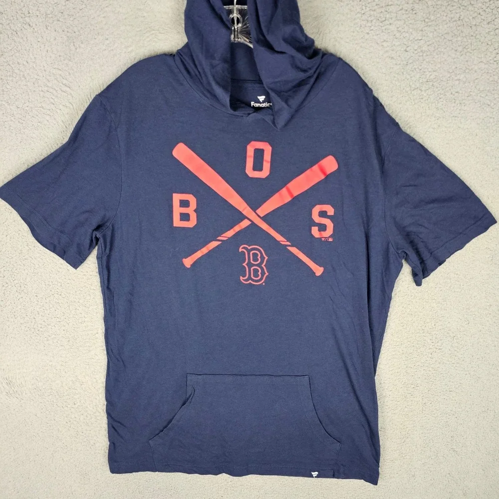 Fanatics Hoodie Mens XL Blue Boston Red Sox Short Sleeve Graphic T-Shirt MLB